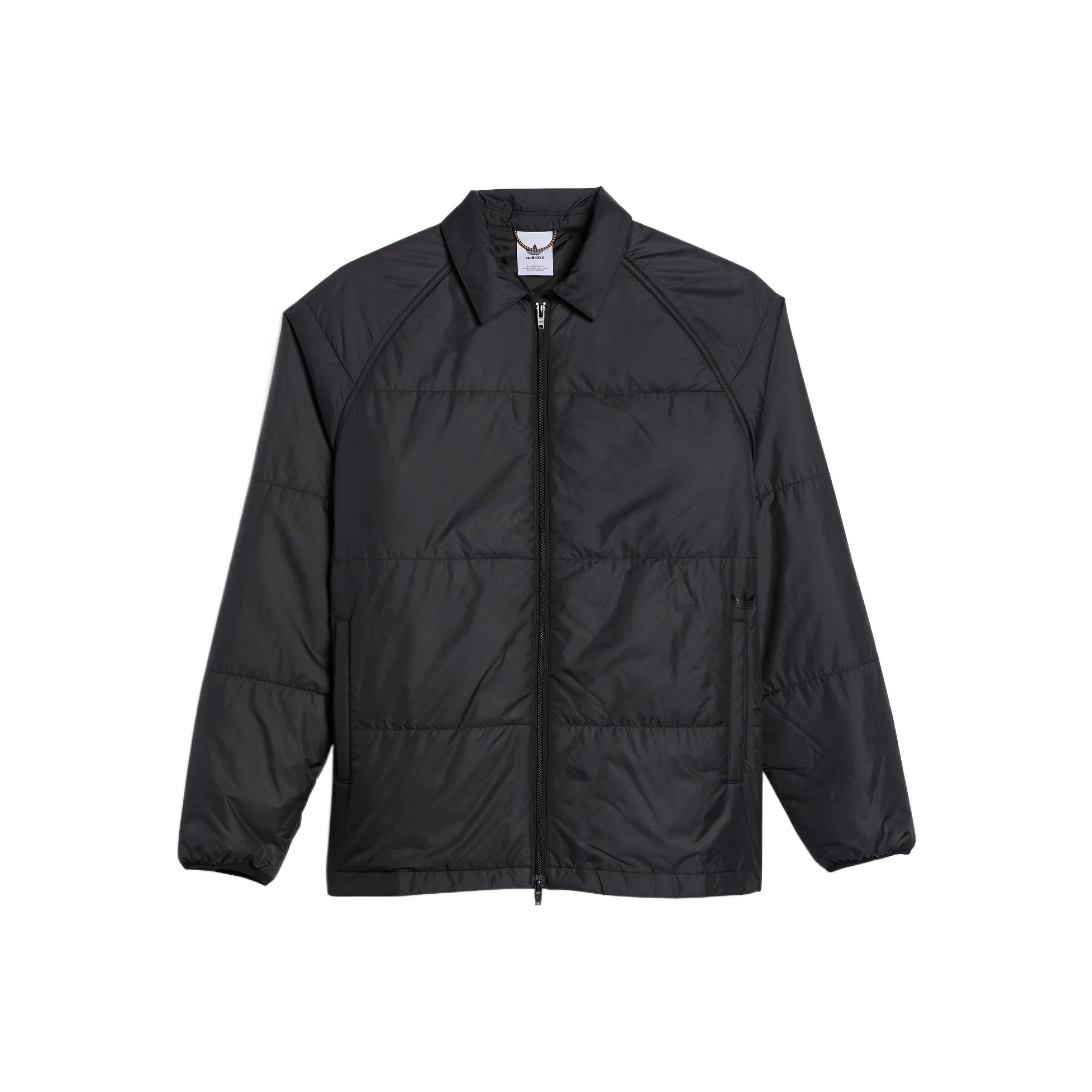 

Adidas Originals Ins Coach Jacket Solid Color Zipper Closure Lapel Long Sleeve Cotton Coat Unisex Jacket Black HK9897 S