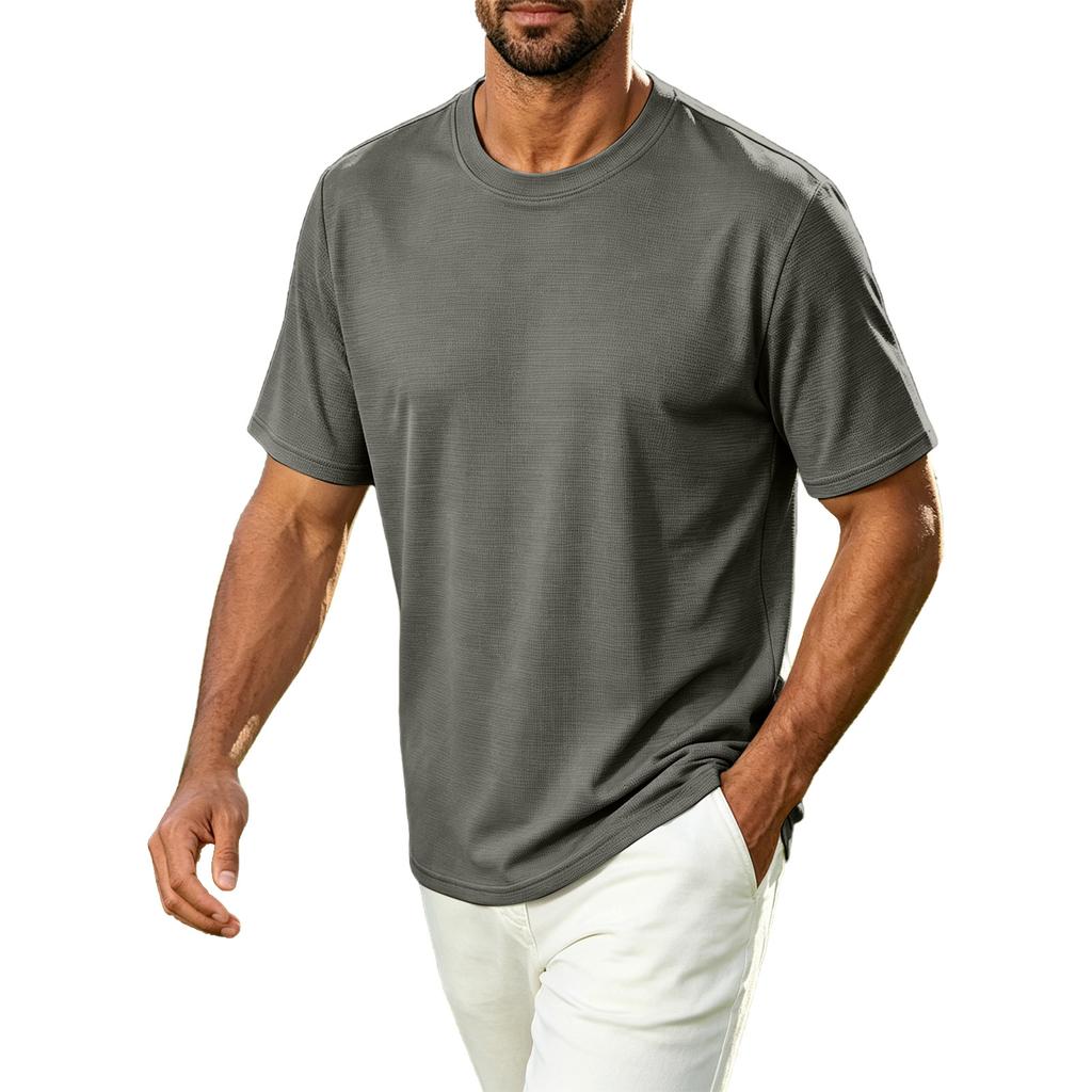 Men's Casual Crew Neck T Shirt Breathable Quick Dry Short Sleeve Athletic Tee Lightweight Comfortable Fabric for Outdoor Sports