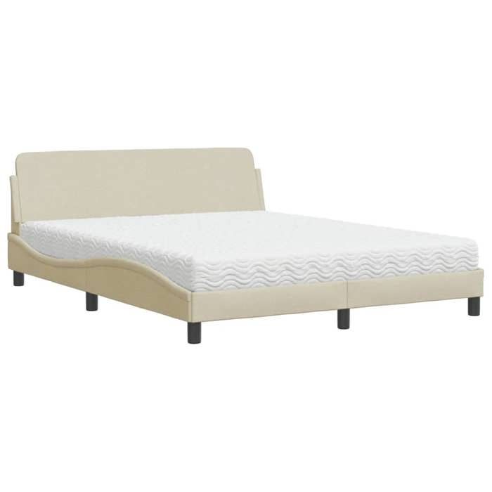 VidaXL Bed with Mattress Cream 160x200 Cm Fabric 3208429