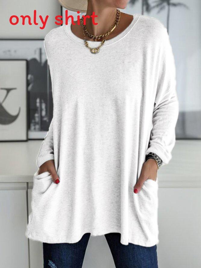 Tshirt For Women Long Sleeve Cotton Polyester Casual Streetwear For Autumn And Spring