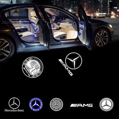 C200 E300 Hot 2026 New For Benz 2PCS LED Car Door Welcome Lamps Logo Emblem Ghost Shadow Light Auto Accessories Mercedes Benz W2