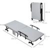 Folding Bed, Guest Bed, Reclining Backrest, Armrests, 8 Wheels, Steel Frame, Light Grey+Black, 190 X 76 X 33cm
