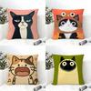3 Funny And Silly Cat Pattern Pillow Case Home Living Room Decoration Linen Pillowcover Pillow Cases Cushion Cover