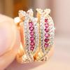 Brilliant Four Color Option Zircon Cross Twisted Hoop Earrings for Women Daily Wear and Party