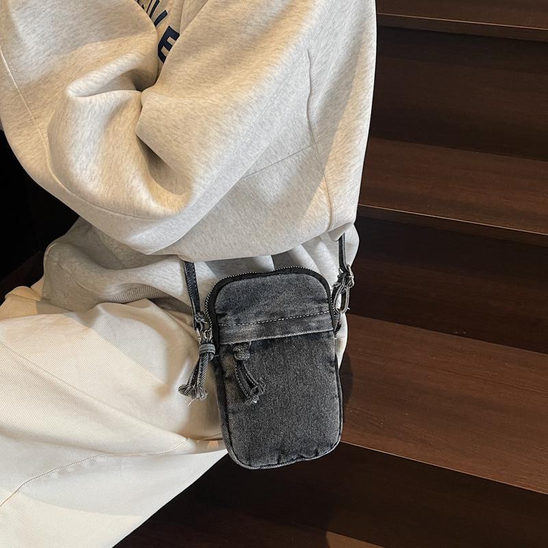 Denim Tas Dames Crossbody Tas Mobiele Telefoontasje Kleine Vierkante Tas Schoudertas