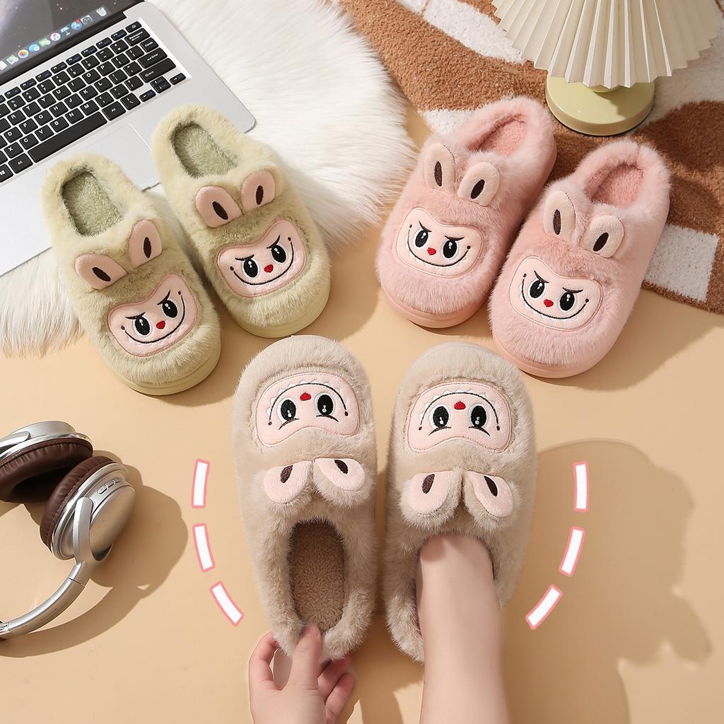 Winter Warm Lovely Frog Cotton Slippers Student Anti Slip Animals Home Platform Plush Slipper Women Funny Outdoor Shoes