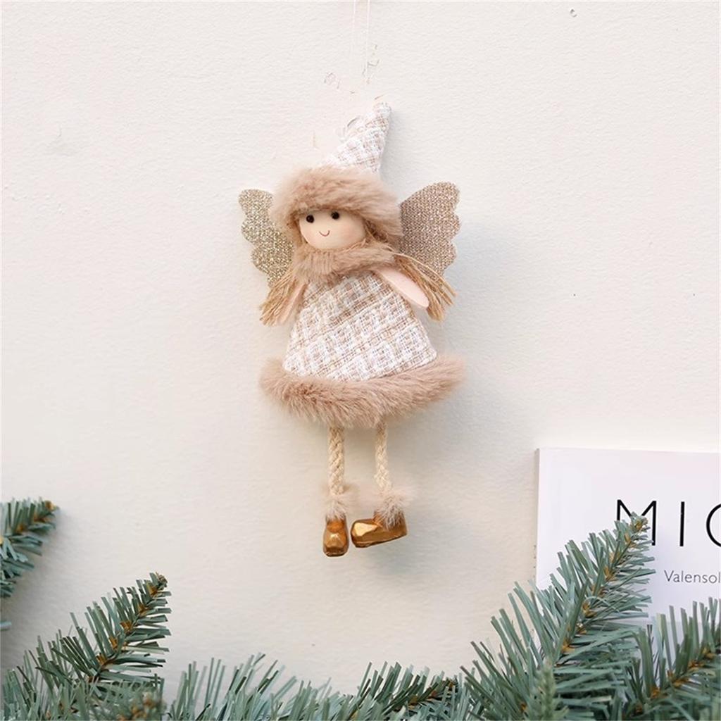 Christmas Plush Angel Girl Dolls Ornaments Xmas Tree Pendant Hanging Decoration For Home New Year Decor Supplies Kids Gifts