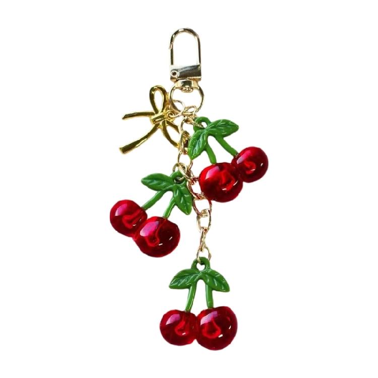 Fashionable Cherry Key Ring Purse Decoration Everyday Use Fruit Shape Keychain Fashionable Women Handbag Accessory 1