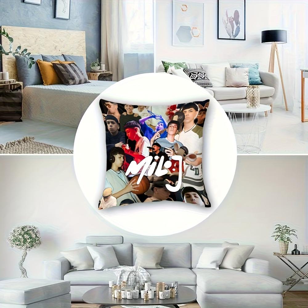 1Pc Milo J Collage Pillow Cover, 2D Double-Sided Polyester Cushion Case, Latin Music Fan Decor Pillowcase, Gift For Milo J Fans