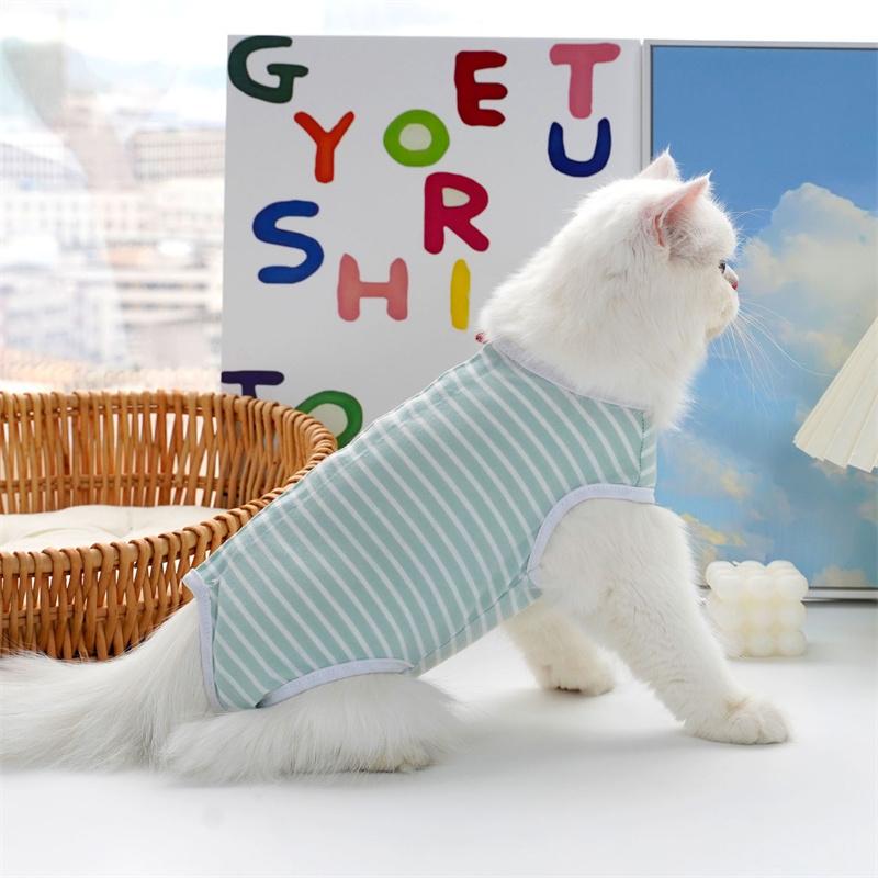 Fashion Solid Color Striped Cat Sterilization Clothes for All Seasons Small and Medium Dog Clothes Postoperative Cat Supplies