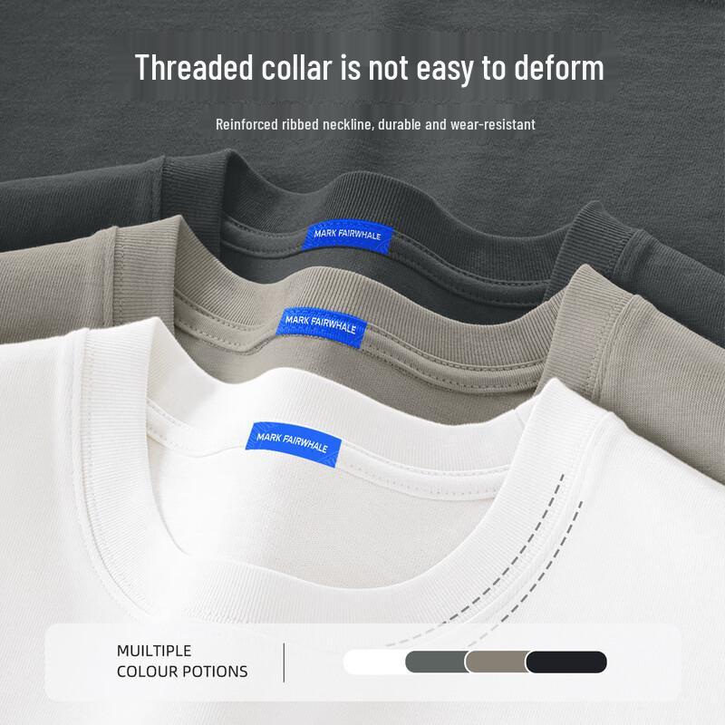 MARK FAIRWHALE Men's 2025 Summer Heavyweight Pure Cotton Loose Fit Short-Sleeve T-Shirt