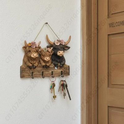 1/2PCS Wooden Wall Mount Key Hook Holder Flat Key Hanger Organizer Easy Installation Key Rack for Bathroom Living Room Decor