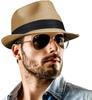 Slámový klobouk Fedora pro ženy Muži Sbalitelný Krátký okraj Srollovací Trilby Klobouk Panama Letní Plážový Sluneční klobouk UPF 50+