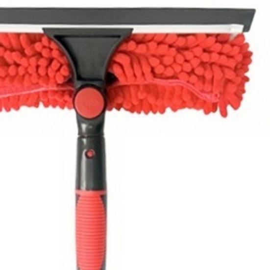 Manual Window Squeegee Cleaning Kit with Extension Pole Long Pole Stainless Steel Chenille Cloth Glass Wiper Scrubber