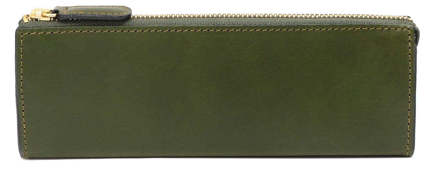 

zipper pencil case L Rio Italian leather green Slip-on IOL-3501