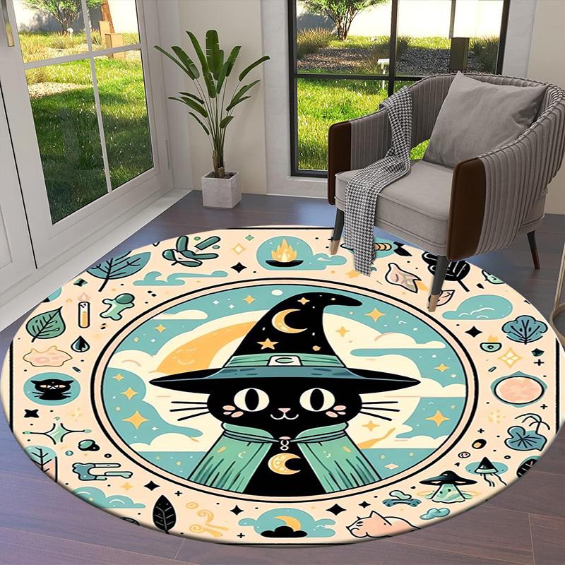 1pc Office Carpet Chair Mats Witchy Cat Illustration Perfect for Decorating Office Chairs, Living Rooms, Or Bedrooms