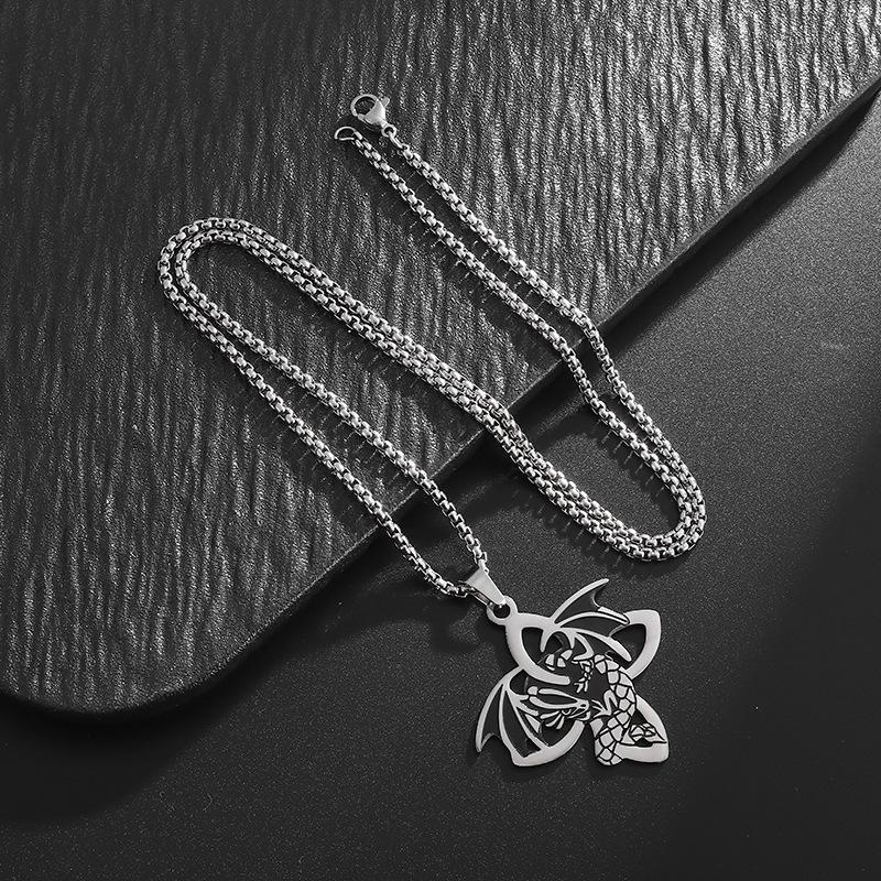 Viking Stainless Steel Necklace Neutral Style European and American Silver Pendant