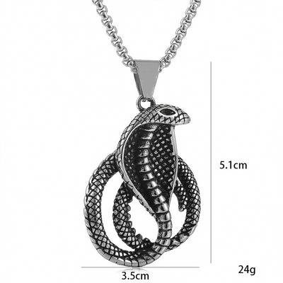 New European and American Hip-hop Accessories, Animal Eyes, Cobra Pendant Necklace, Titanium Steel