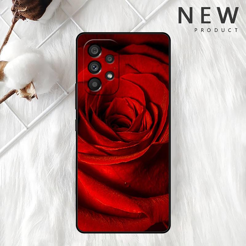 Bright Red Rose Flowers Case For Samsung Galaxy A54 A52 A14 5G A53 A12 A13 A71 A23 A34 A33 A21s Phone Cover