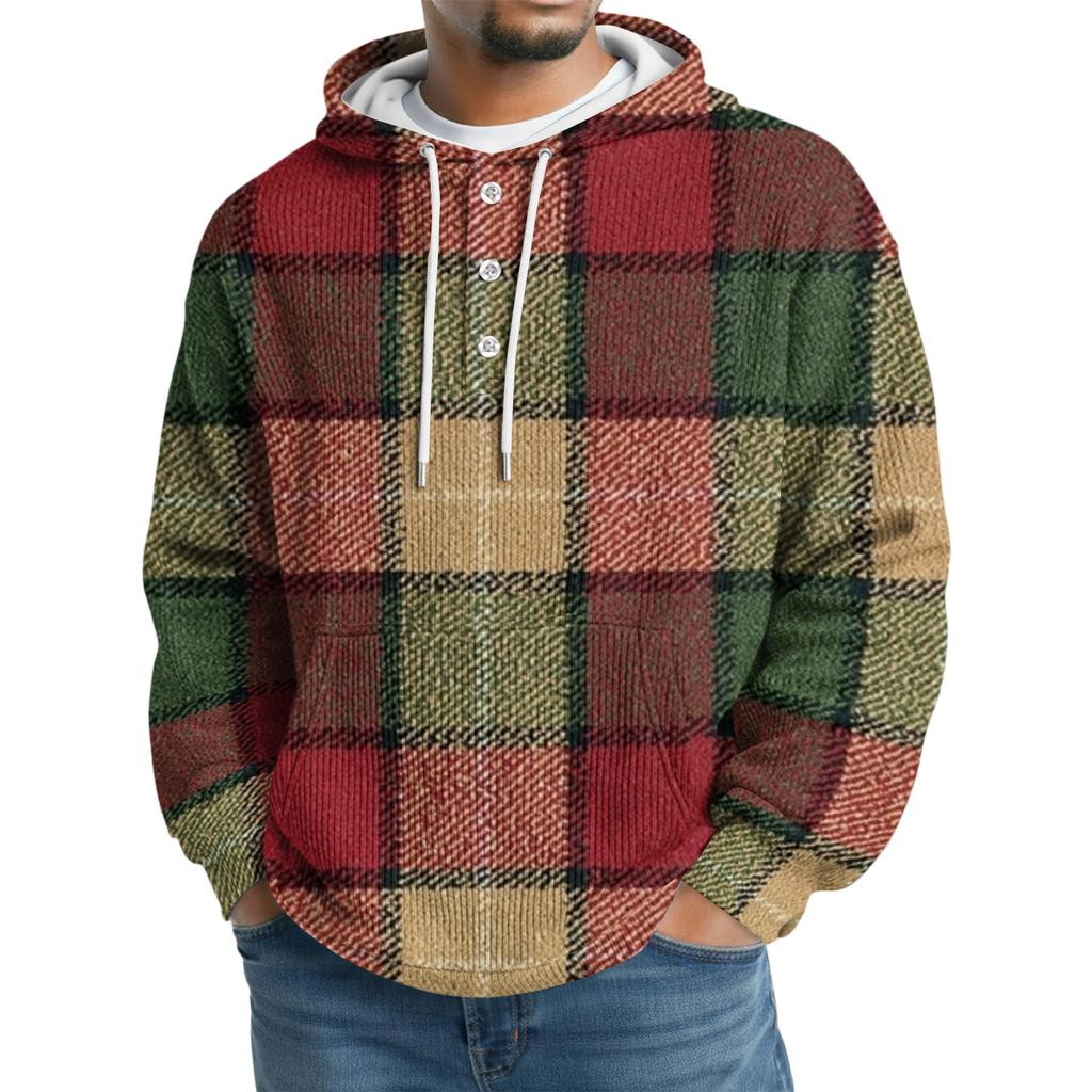Men's Knit Hooded Sweatshirt Casual Long-Sleeve Sweatshirt