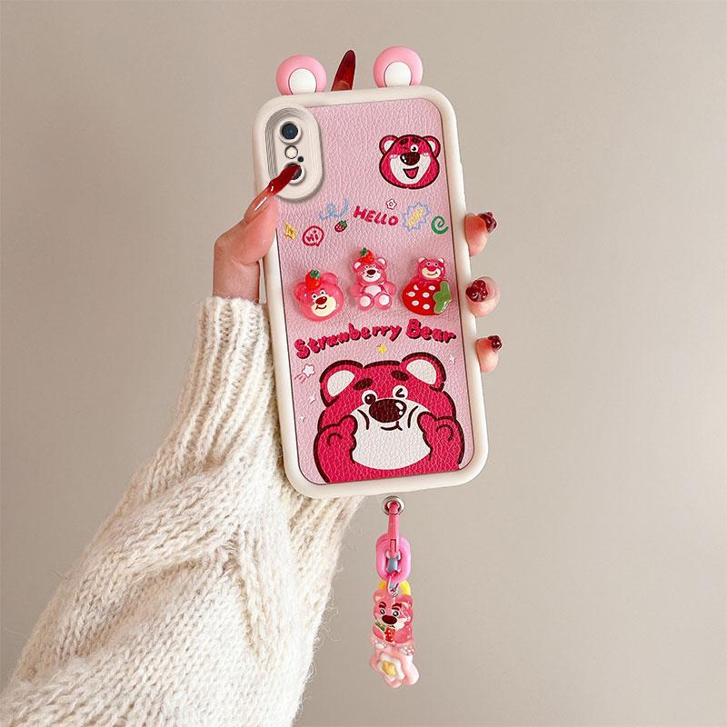 KEYSION Cute Ear 3D Cartoon Case for iPhone XS Max X with Bracelet Soft Silicone Shockproof Phone Back Cover for iPhone XR