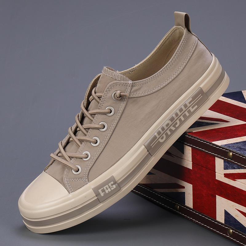 2025 Summer Men's Low-Top Color Block Canvas Slip-On Skate Shoes