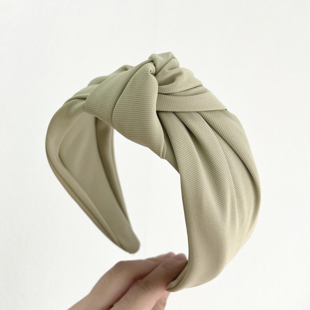 PROLY Nové módní vlasové doplňky pro ženy Široká strana Uzel uprostřed Turban Jednobarevná ležérní čelenka do vlasů