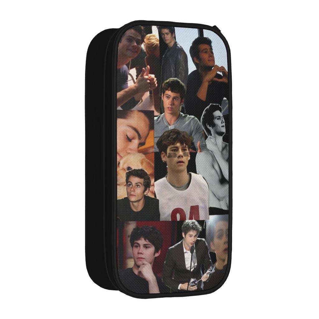 Large Capacity Pencil Pouch Dylan Obrien Actor Office Supplies Double Layer Pencil Case Stationery Women Makeup Bag Amazing Gift