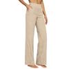 Women High Waist Wide Leg Linen Pants Loose Fit Trousers with Pockets Elastic Waistband Casual Straight Leg Design