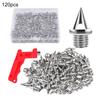 120 Pcs 45661 Inch Track Spikes Stainless Steel Pyramid Sports Shoes Replacement Spikes with Spike Wrench