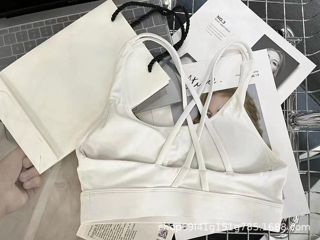 Lulu Cross Style Energy Sports Bra: Shockproof, Beautiful Back, Gathering Support, Brushed Fitness Yoga Bra.