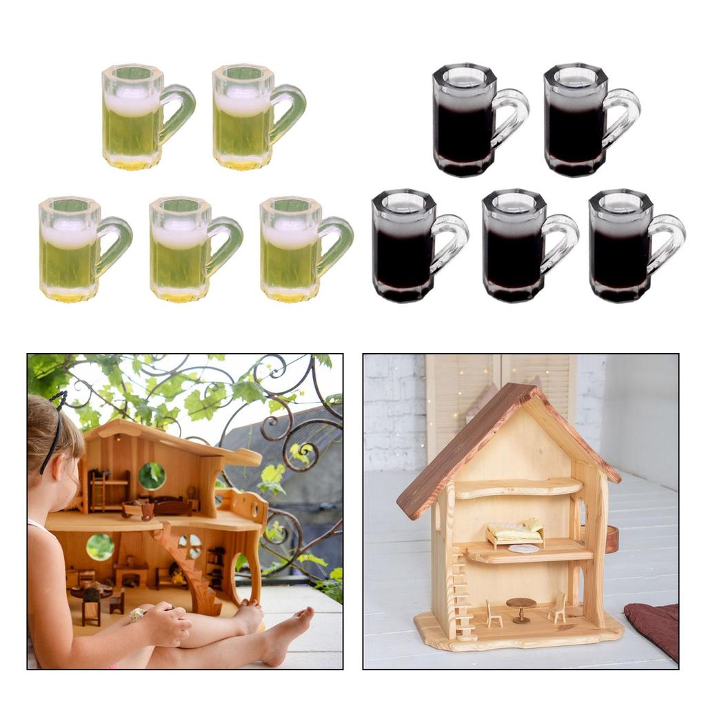 5 Pieces Dollhouse Drink Cup Doll House Accessories Resin Simulation Dollhouse Drinks for 1/6 1/12 Dining Cafes Playset Decor
