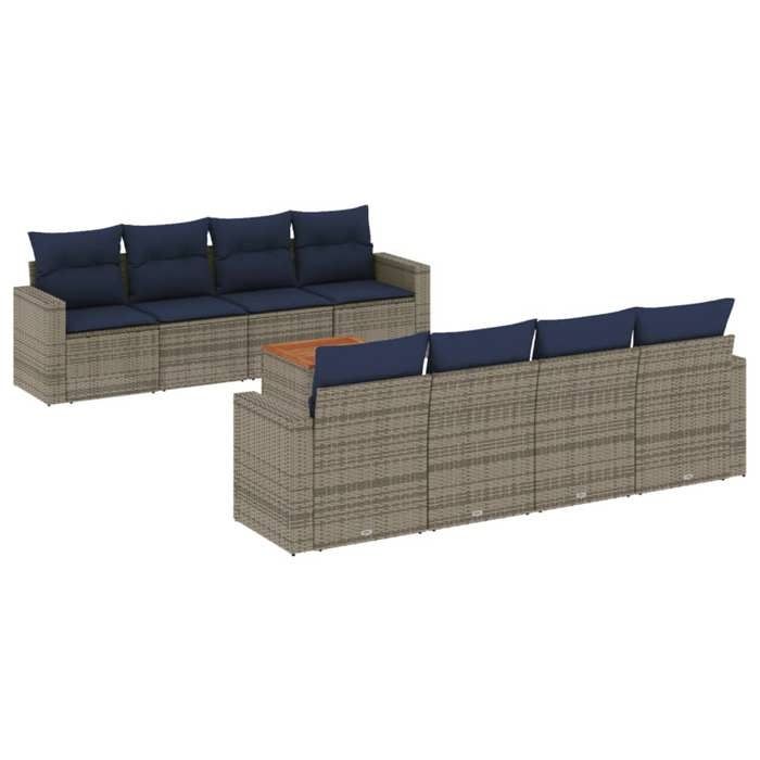 VidaXL Garden Lounge Set with Cushions 9 Pcs, Patio Sofas, Furniture Set, Outdoor Terrace Furniture, Grey 3256376