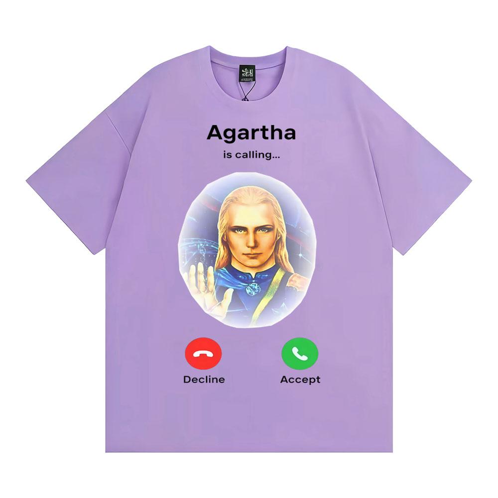 Agartha The Land Down Under Meme Grafik T-Shirts Herren Damen Hip Hop Gothic T-Shirt Komfort Oversized Rundhals T-Shirt Streetwear
