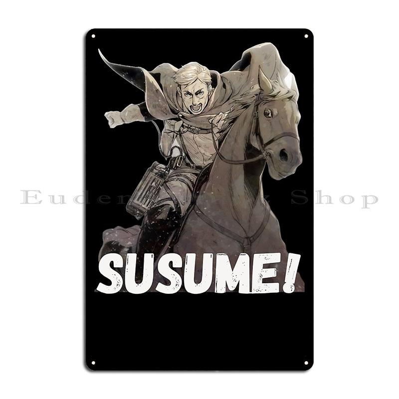 Attack on Titan Shinzou wo Sasageyo Erwin Smith Retro Anime Design Strongest Soldier Metal Living Room Designs Tin Sign Poster 20x30cm(7.8x11.8inch)