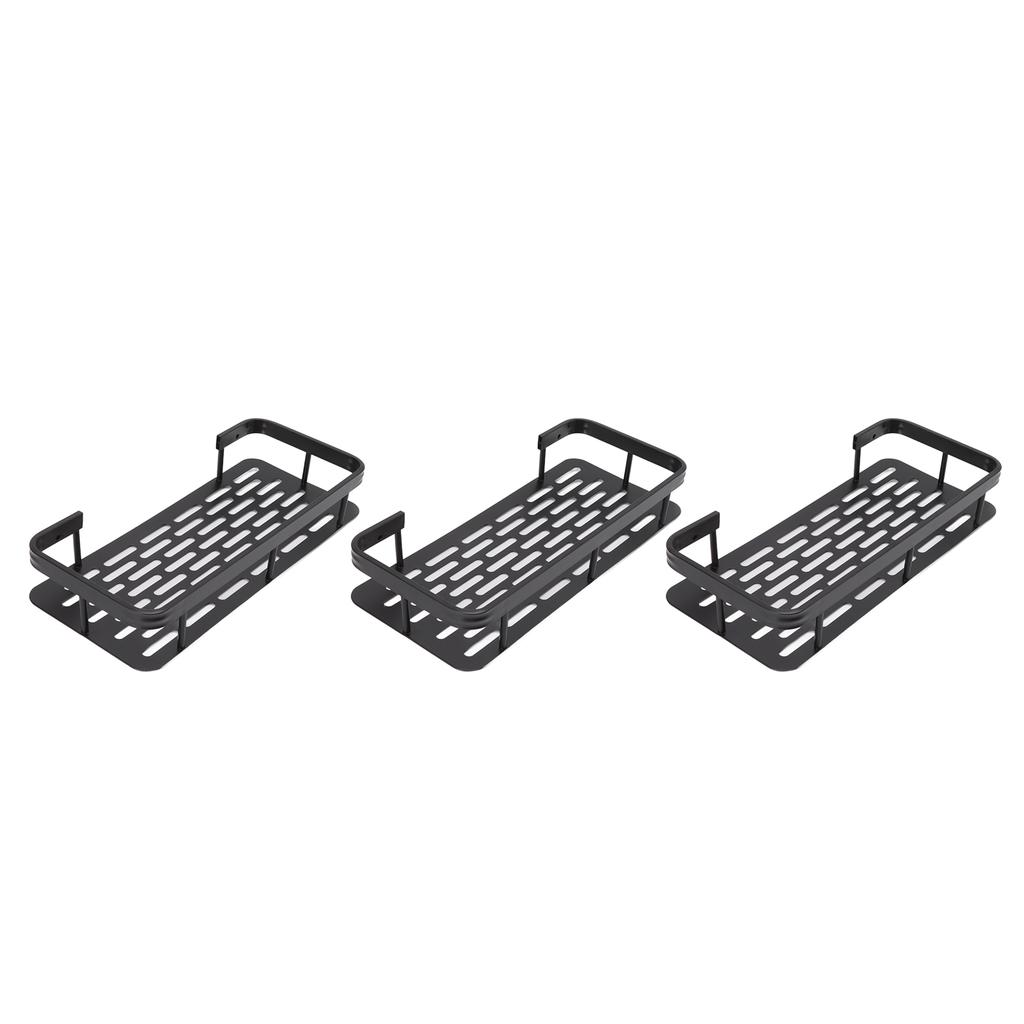 Shower Storage Rack 3 Layers Punch   Rectangle Aluminum Shower Shelf Basket for Home Bathroom