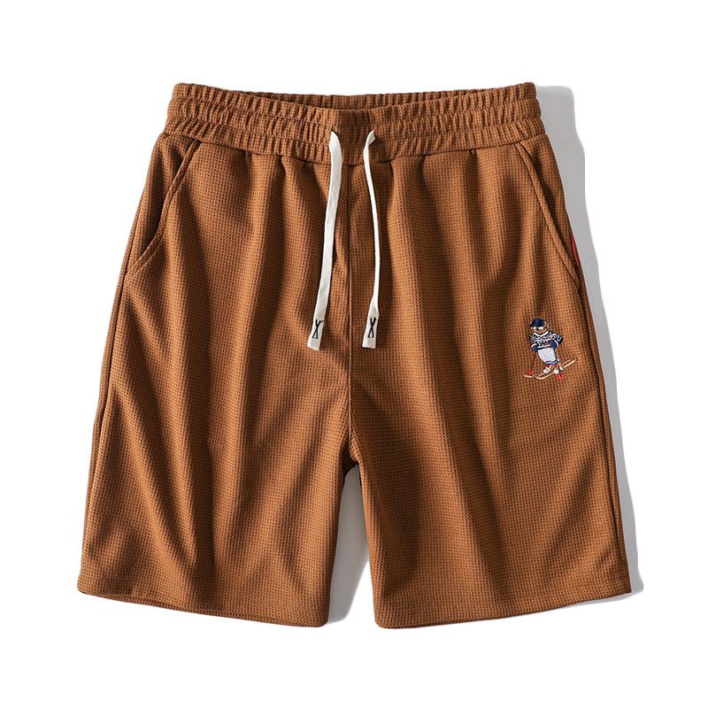 Export Original Tail Single Cut Label Waffle Bear Casual Shorts Men s Summer Fashion Brand Fifth Pants Export Men s Heavy Mouth Brown 2XL
