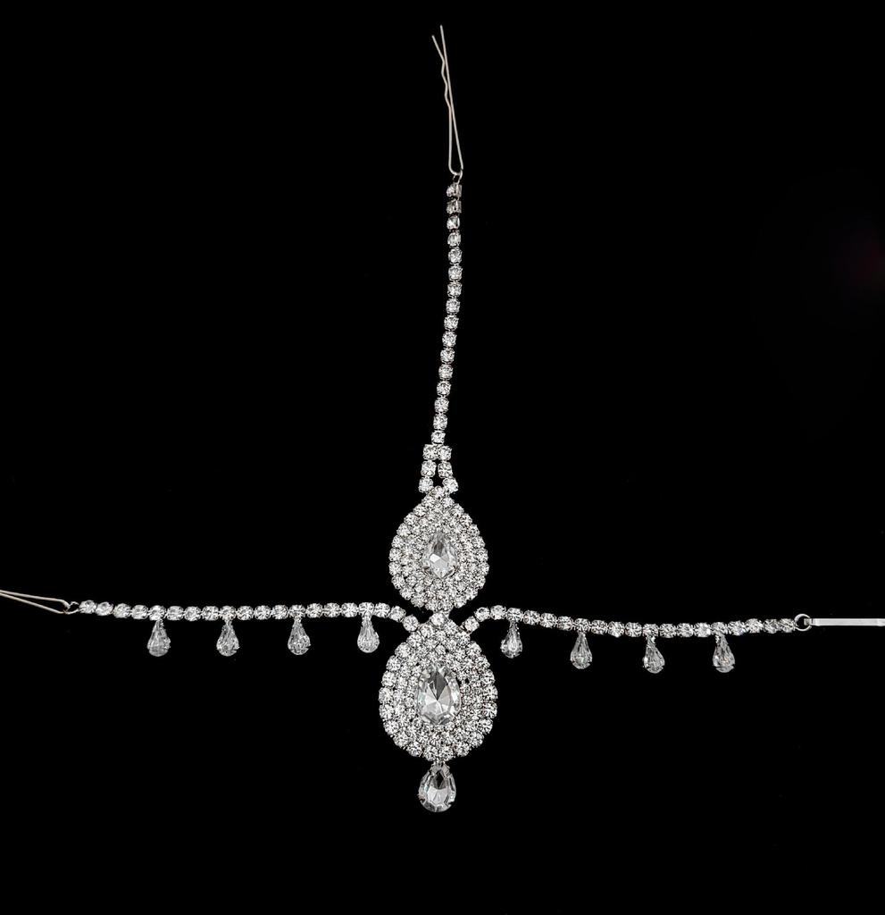 Bridal Zirconia Hair Chain with Diamond Pendant - European/American Crystal Headwear