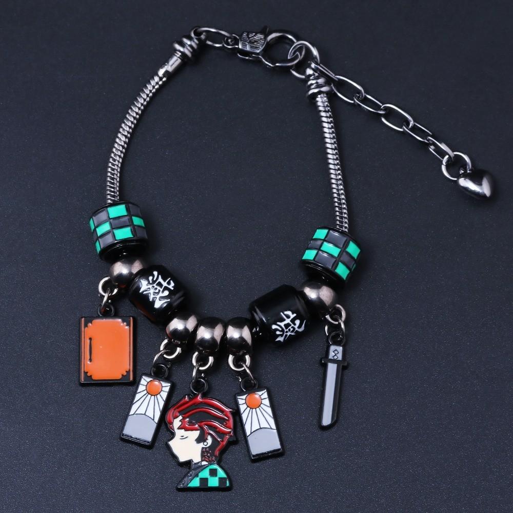 Anime Demon Slayer Kimetsu No Yaiba Bracelet DIY Beaded Cartoon Character Pendant Hand Dress Cosplay Props Fan Gift Jewelry