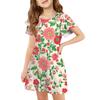 Girls' Ruffle Sleeve Dress - Round Neck Printed Sundress