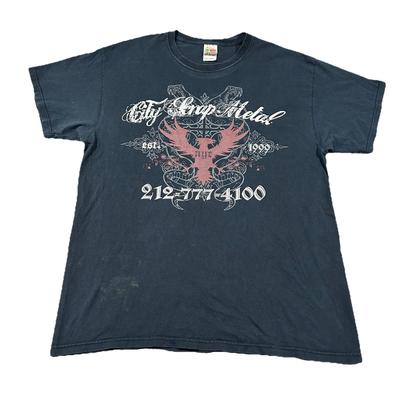 Vintage Y2K City Scrap Metal T-Shirt Men's XL Black Grunge NYC Workwear Tee