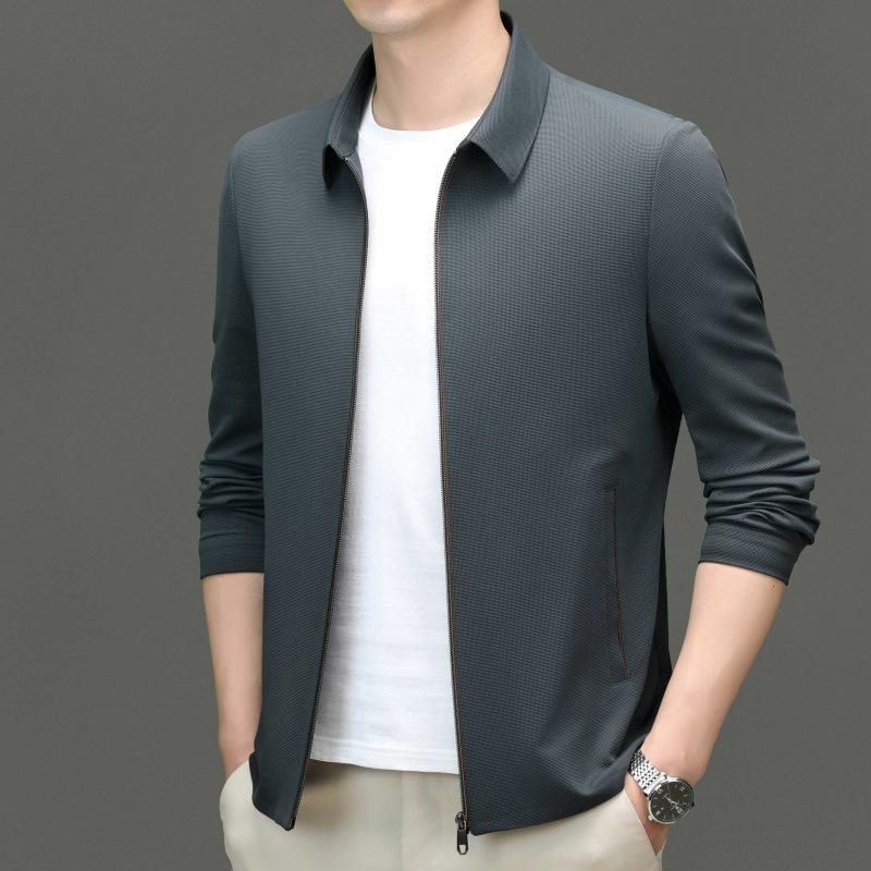 

Высококачественная мужская куртка на весну и осень, деловой повседневный пиджак с лацканами, топ из шелковицы, мужская одежда для пап среднего возраста 205