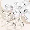 Exaggerated Butterfly Heart & Cross 17-Piece Ring Set with Retro Design
