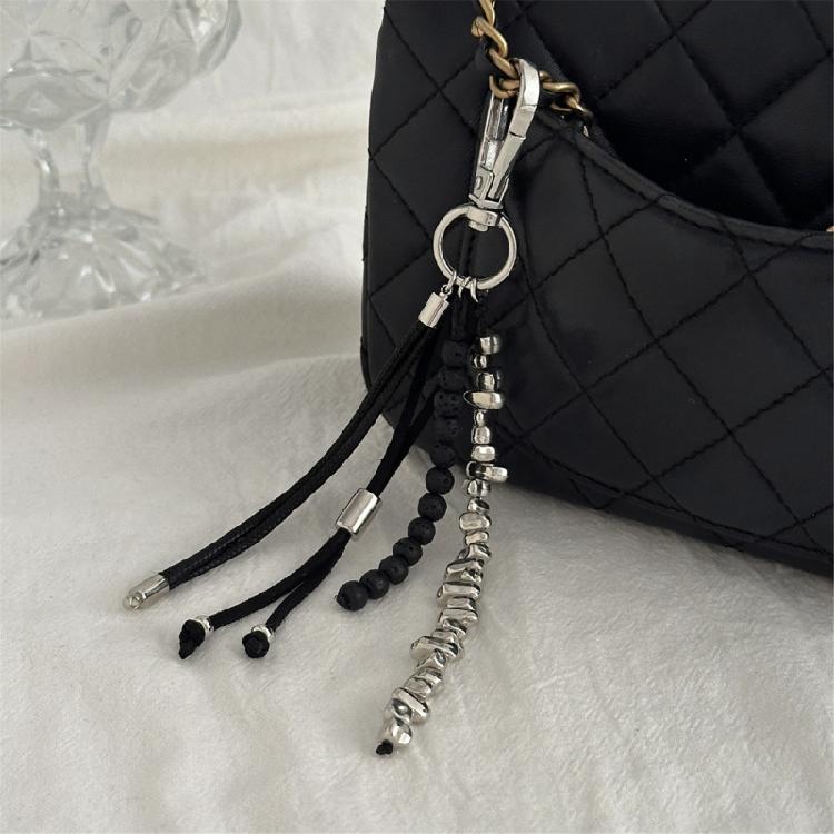 Stilvolle Perlen-Taschenkette Schlüsselanhänger Ornament Anhänger mit Quasten-Akzent für Handtasche Rucksack Schlüssel Schmuck Dekoration Geschenk