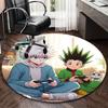 1 szt. Okrągły dywanik z motywem kreskówki anime, Mata pod krzesło biurowe, Antypoślizgowy dywanik do dekoracji domu, Salon