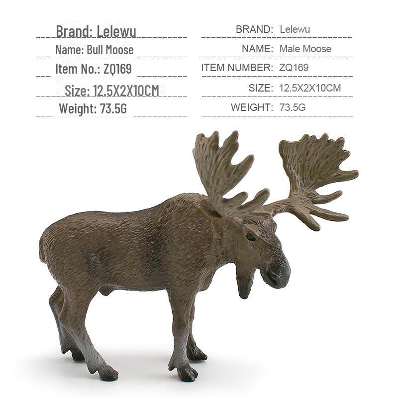 7-Piece Jungle Animal Set: Moose, Bison, Black Bear, Yangtze Alligator – Handcrafted Solid Figurines