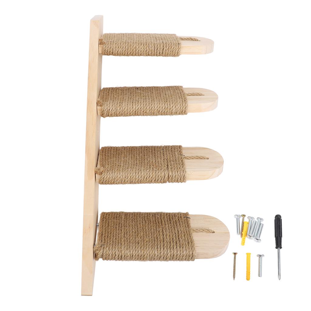 Cat Wall Mounted Climbing Shelves Pine Wood Stable Structure Space Saving Cat Wall Shelves for Home Apartment 4 Steps