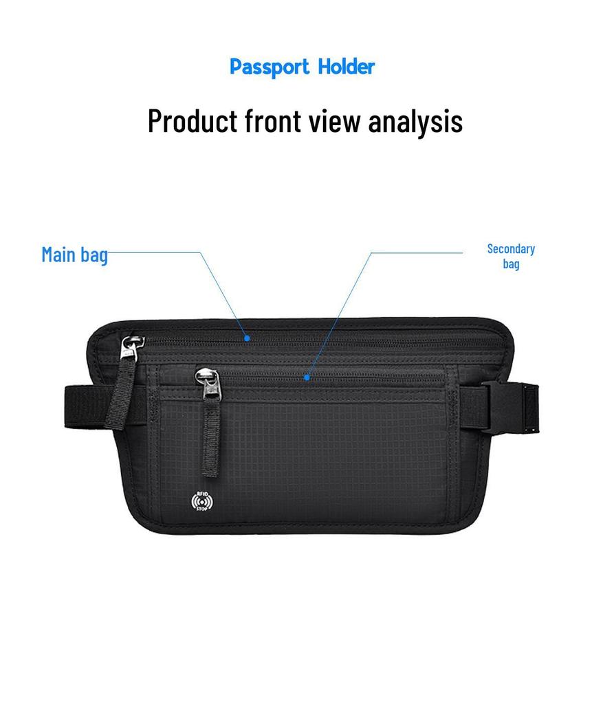 RFID Anti-Theft Passport & Phone Waist Bag for Travel, Tickets, Running & Sports