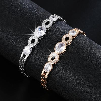 Modedesign, klassisch, schlicht, kalter Stil, eingelegter Zirkon, elegantes, verstellbares Armband