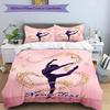 3PC Custom Name Gymnastics Art Dance Performance Bedding Set Printed  Bedding Set Duvet Cover Closure Includes 1 Duvet Cover & 56 Pillowcases for Bedr